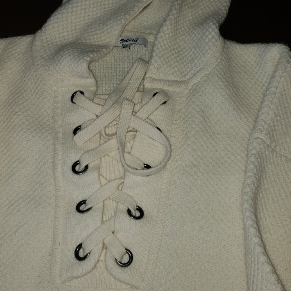 Madewell lace up pullover with bood.